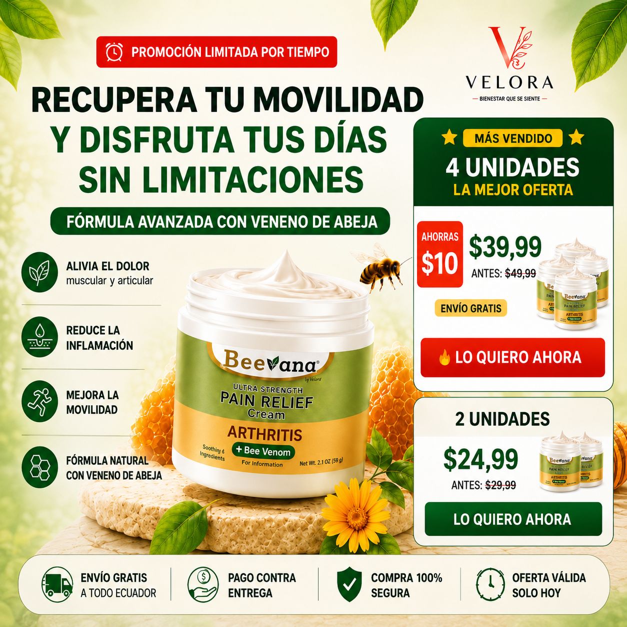 💛 BEEVANA ULTRA STRENGTH – CREMA DE VENENO DE ABEJA (60G)